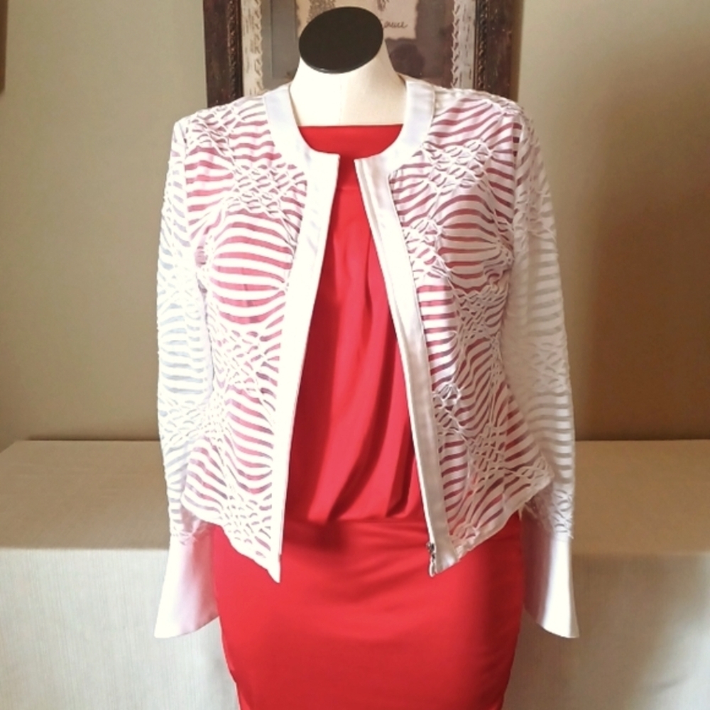 Sz 16 White Dress Jacket by JS Collections